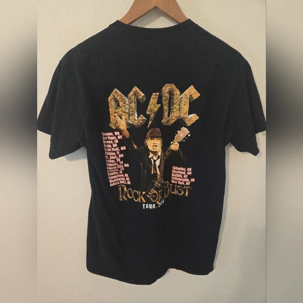 ACDC Rock Bust Shirt Mens Large Black 2016 Tour Metal Hardcore Music Band
